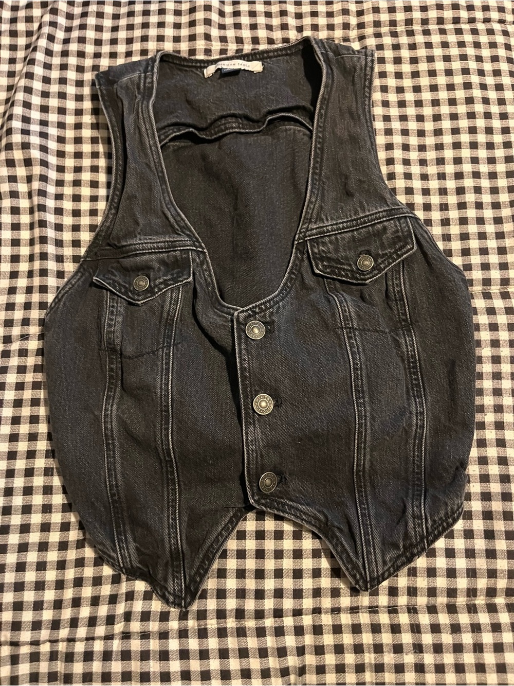 American Eagle Outfitters Black Denim Vest